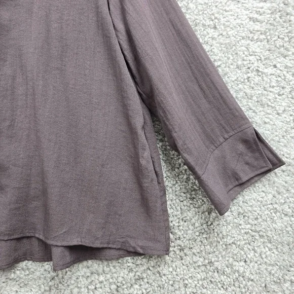 Habitat Women Textured Button Up Shirt Size Medium Lagenlook Office Flowy - Picture 2 of 14